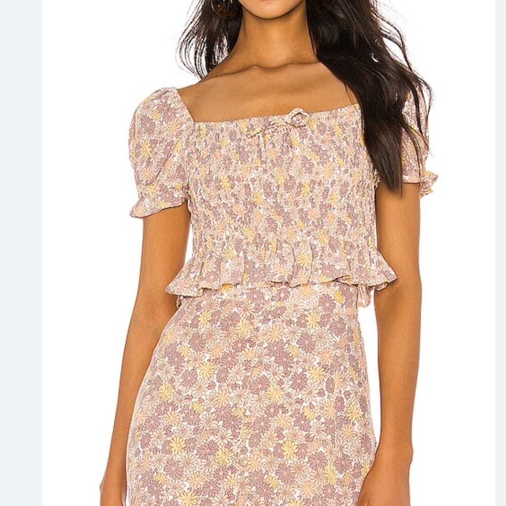 Faithfull the Brand Cropped Marie Top in Dusk Zoella Floral, Size 6